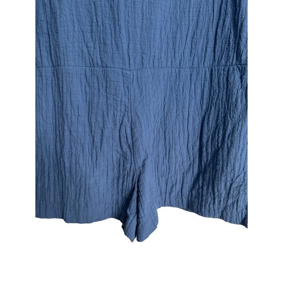 2/$25 ZARA Blue Medium Textured Long Sleeve Romper Double Tie Neck Detail - Picture 8 of 13